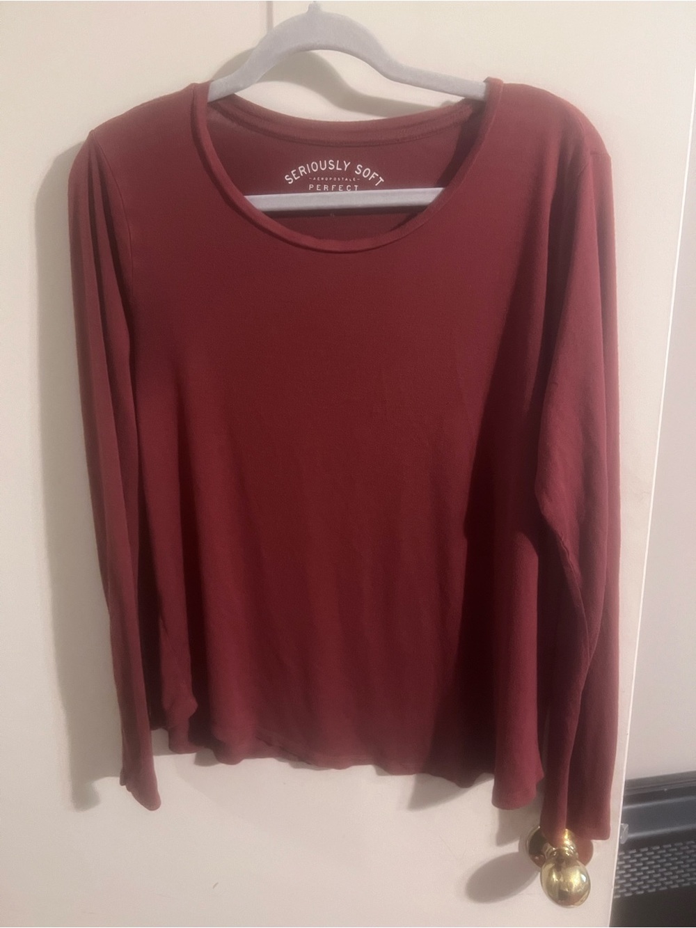 Aeropostale Women's Long-Sleeve Tee in Brick Red